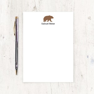 personalized notePAD - BEAR - stationery - letter writing - boys stationary - masculine notepad - silhouette choose color - 50 sheet pad