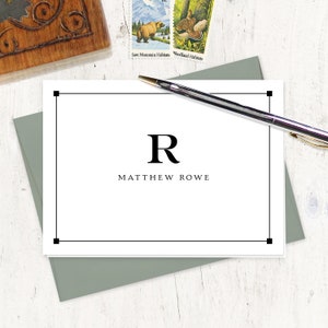 personalized note card stationery set - PROFESSIONAL MONOGRAM - monogrammed stationary masculine cards - folded note cards set of 8