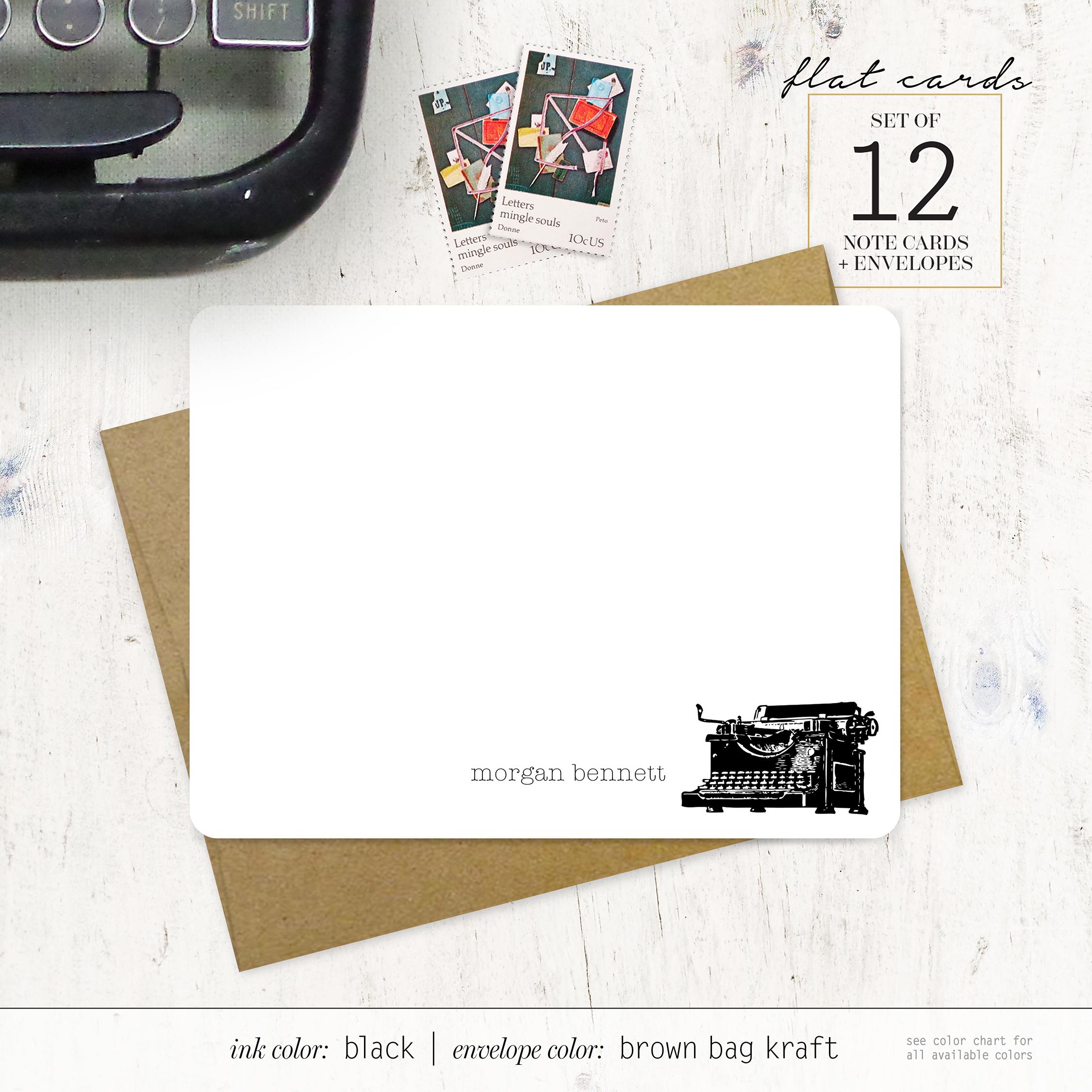 Personalized Note Card Set - VINTAGE TYPEWRITER - Antique Stationary ...