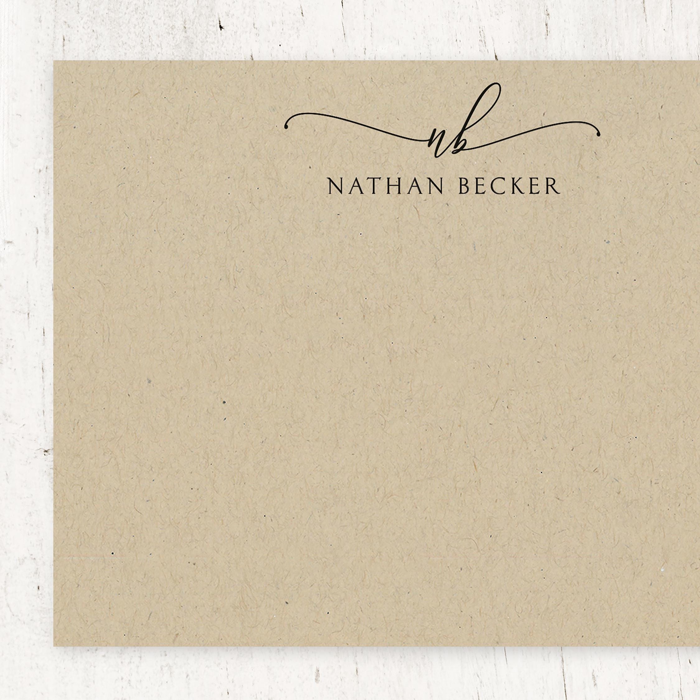 Personalized Note Card Set - EXQUISITE SCRIPT MONOGRAM on Kraft ...