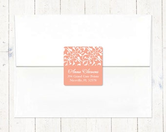 personalized return address LABEL - LACY FLOURISHES - sticker - square label - pretty labels - free shipping to U.S. - set of 48 labels