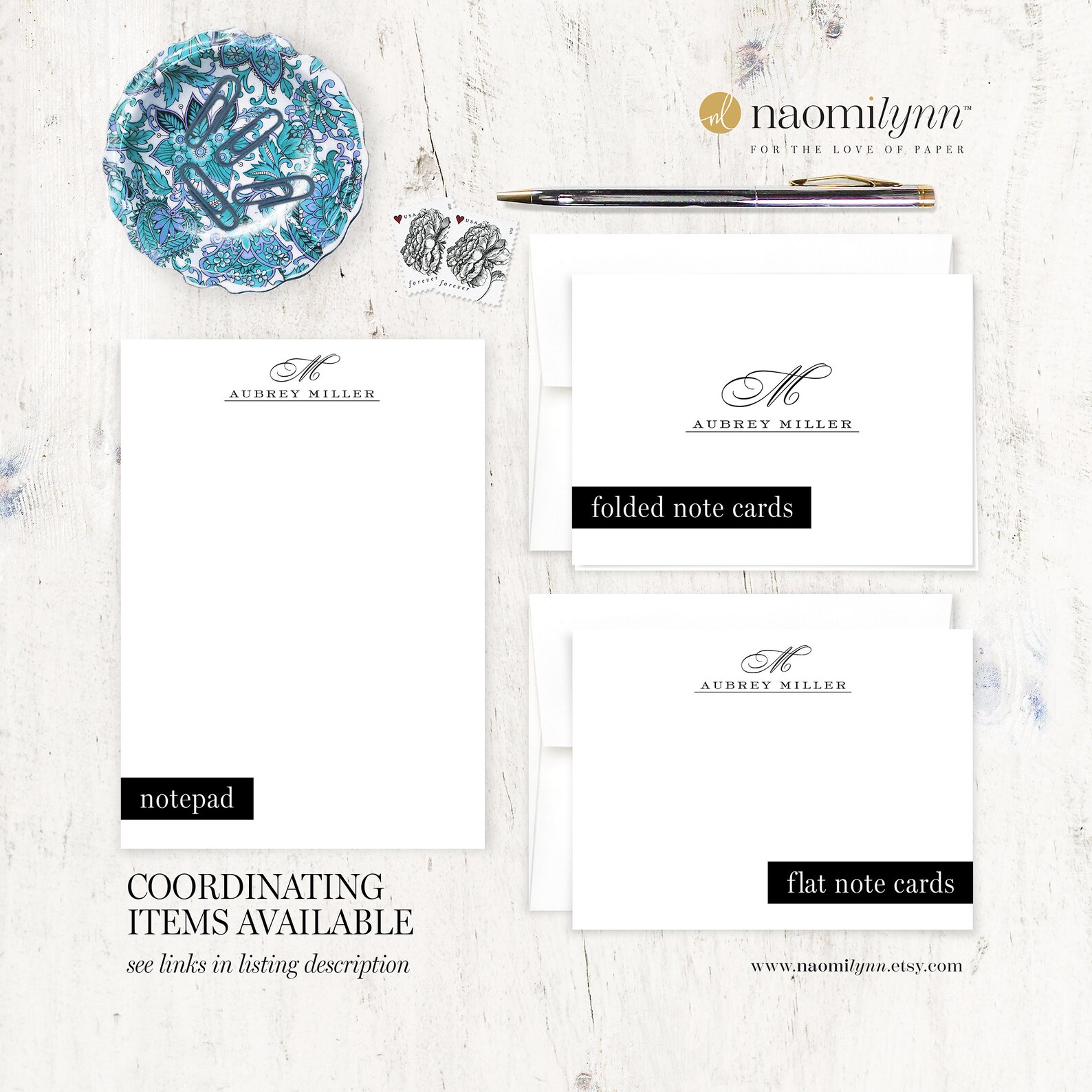 Personalized Notecard Set - CLASSIC MONOGRAM - Traditional Stationery ...