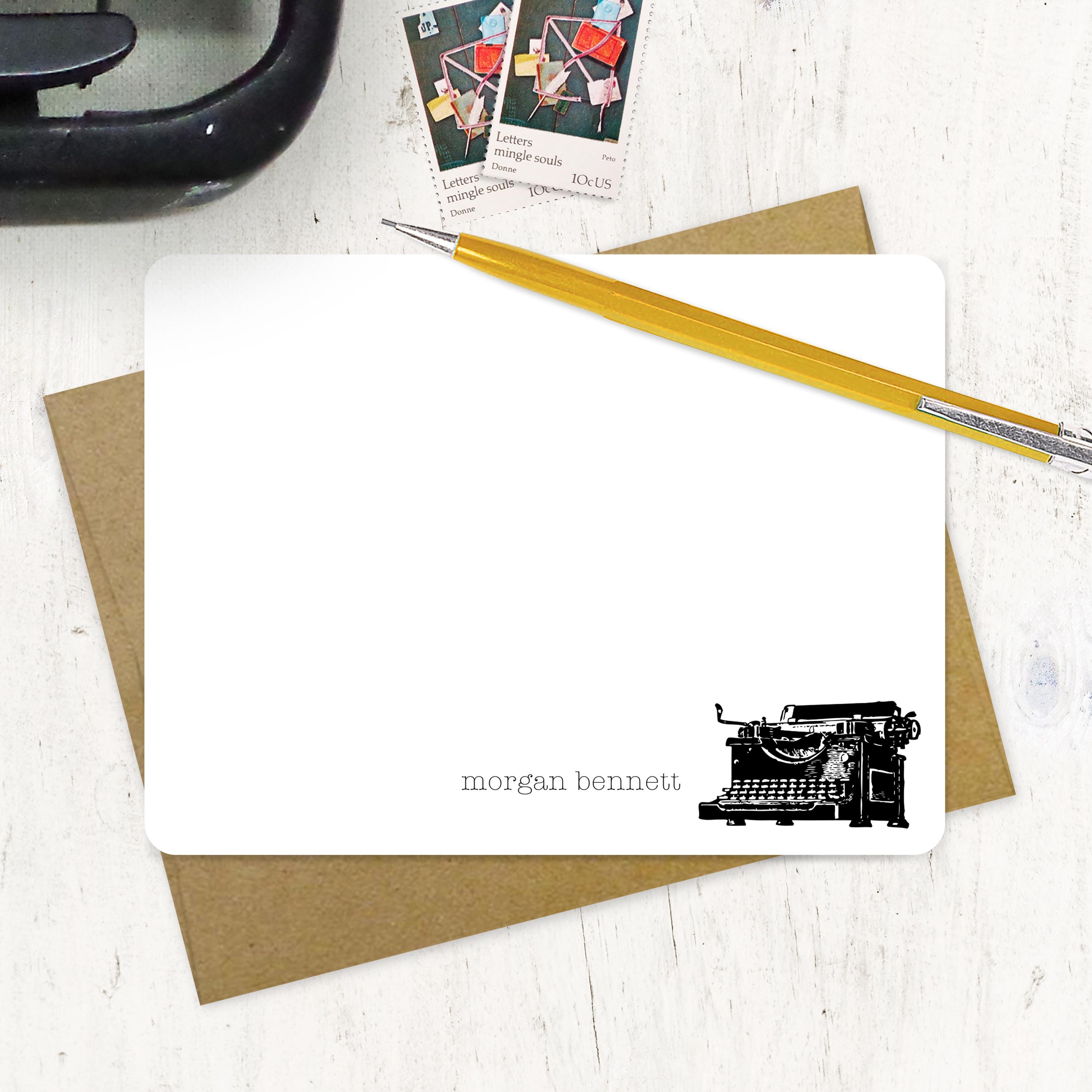 Personalized Note Card Set - VINTAGE TYPEWRITER - Antique Stationary ...