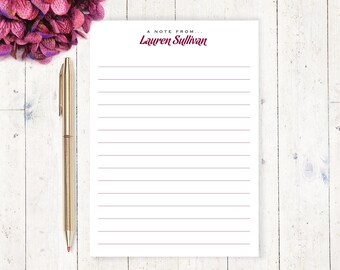 personalized notePAD - a note from LINED LUXURIOUS SCRIPT - classic stationery pretty stationary letter paper with lines - 50 sheet pad