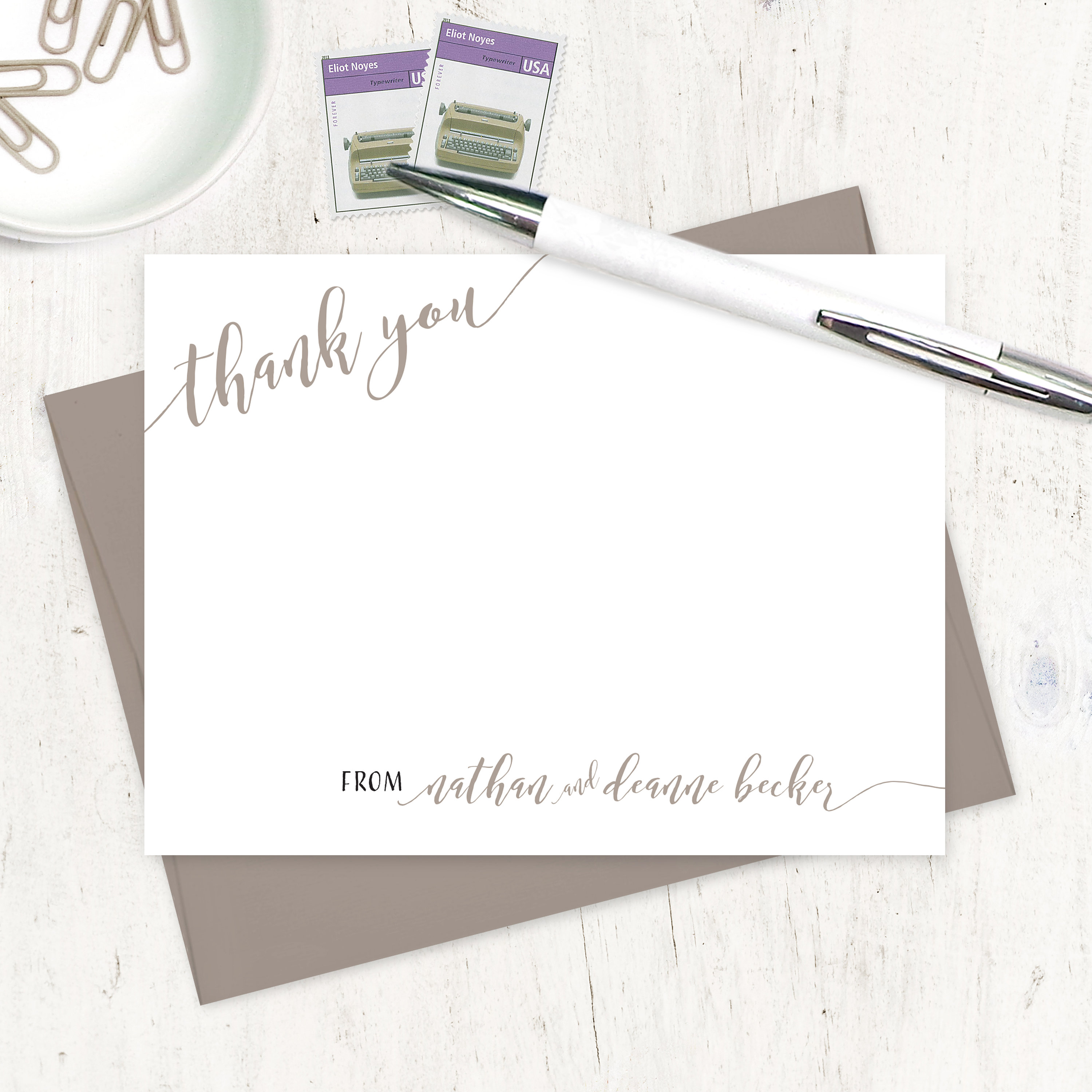 Personalized Note Card Set - CALLIGRAPHY THANK YOU - Thanks Cards Women ...