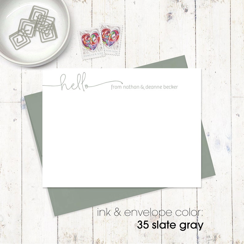 HANDWRITING HELLO set of 12 flat note cards personalized note card set stationery fun note cards customized stationary