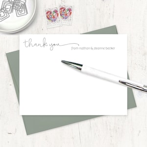 personalized note card set HANDWRITING THANK YOU fun stationery informal customized stationary thanks flat note cards set of 12 Bild 1