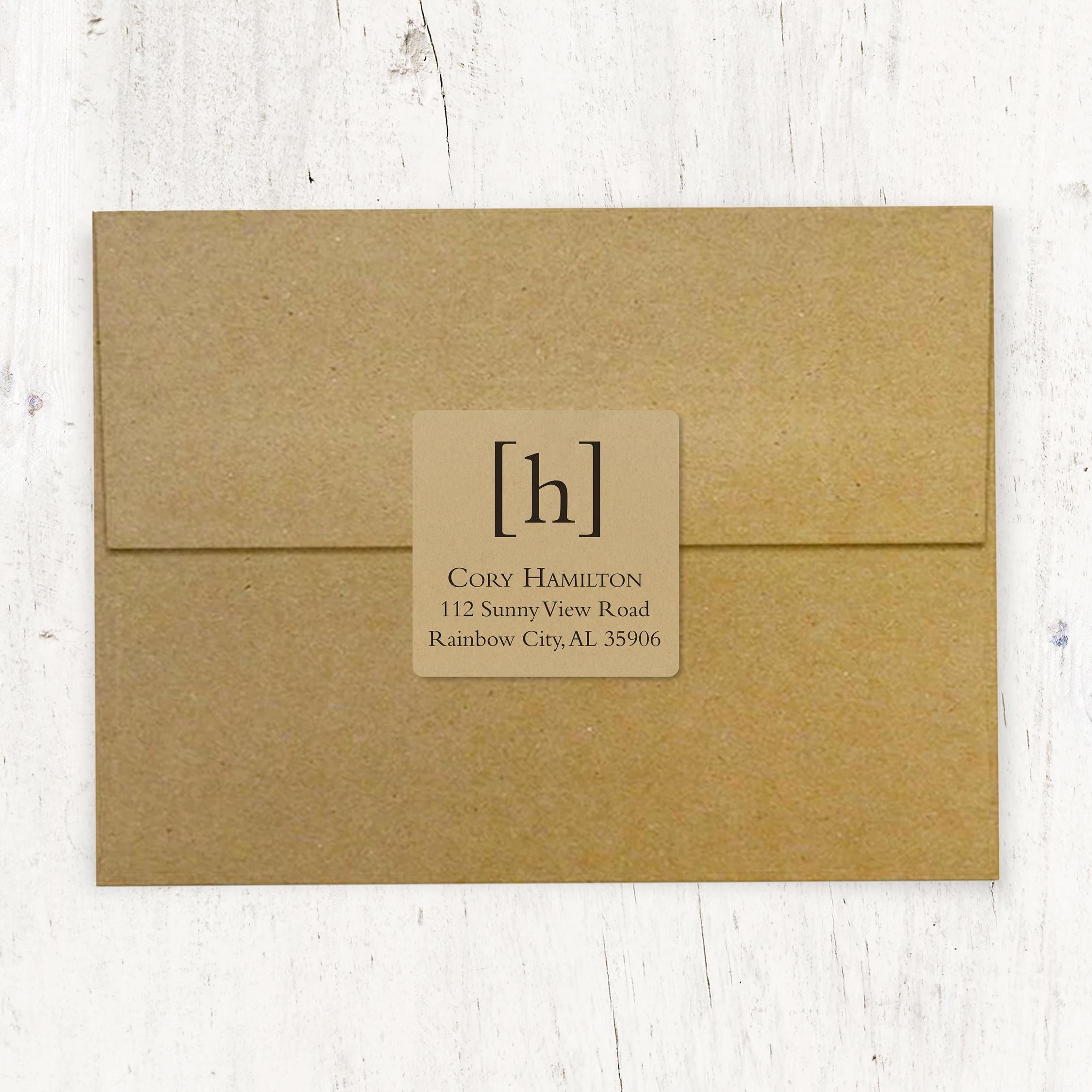 Personalized Return Address LABEL - Kraft SIMPLY CLASSIC Monogram ...