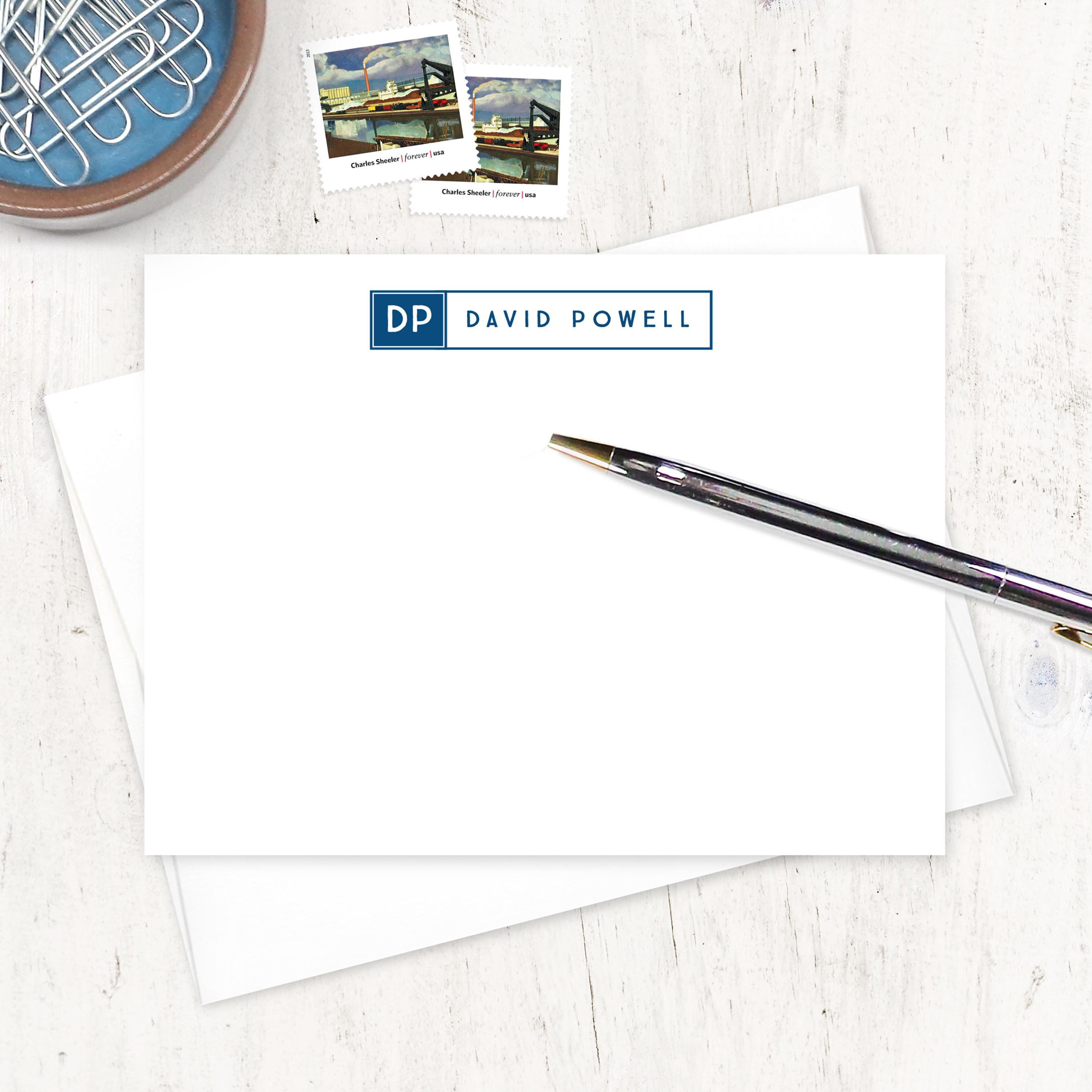 Personalized Note Cards Stationery Set - BOX DOUBLE LETTER Monogram ...