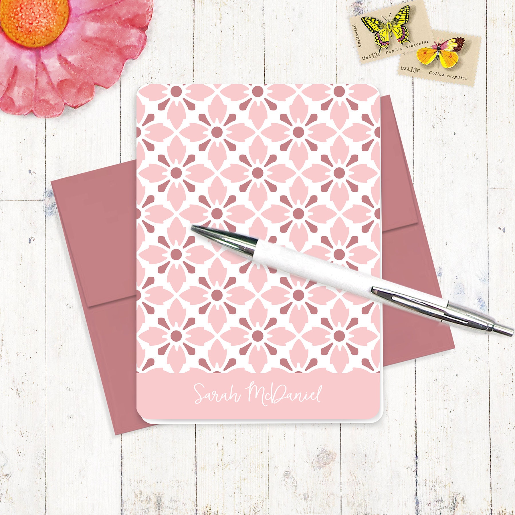 Personalized note cards stationery set VINTAGE MODERN Etsy
