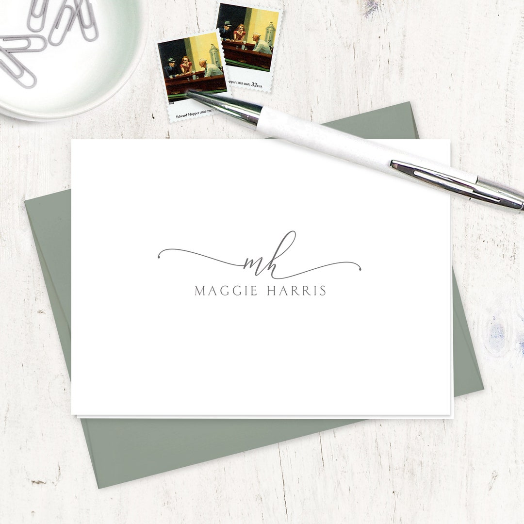 Personalized Stationery Set - EXQUISITE SCRIPT MONOGRAM - Monogrammed ...
