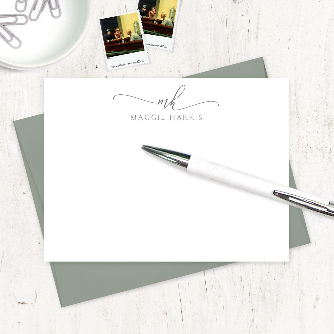 Personalized Note Card Set - EXQUISITE SCRIPT MONOGRAM - Women's ...