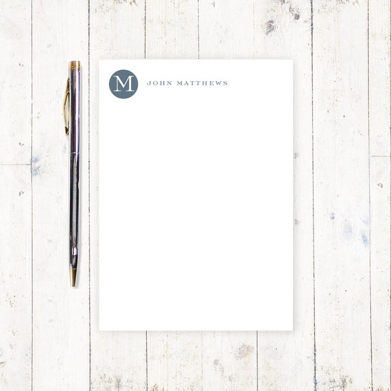 personalized notepad circle monogram