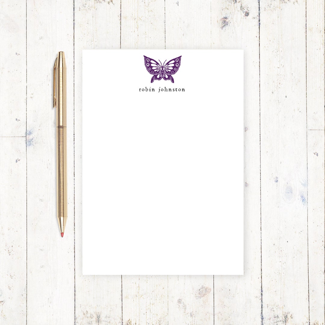 Personalized Notepad BUTTERFLY Stationery Stationary - Etsy