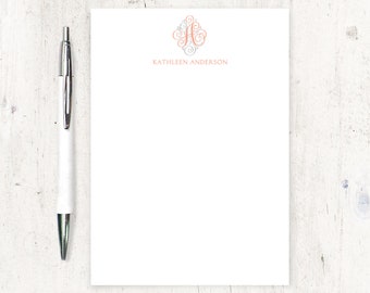 personalized notePAD - LOVELY SCROLL MONOGRAM - pretty stationery monogrammed stationary feminine classic classy letterhead - 50 sheet pad