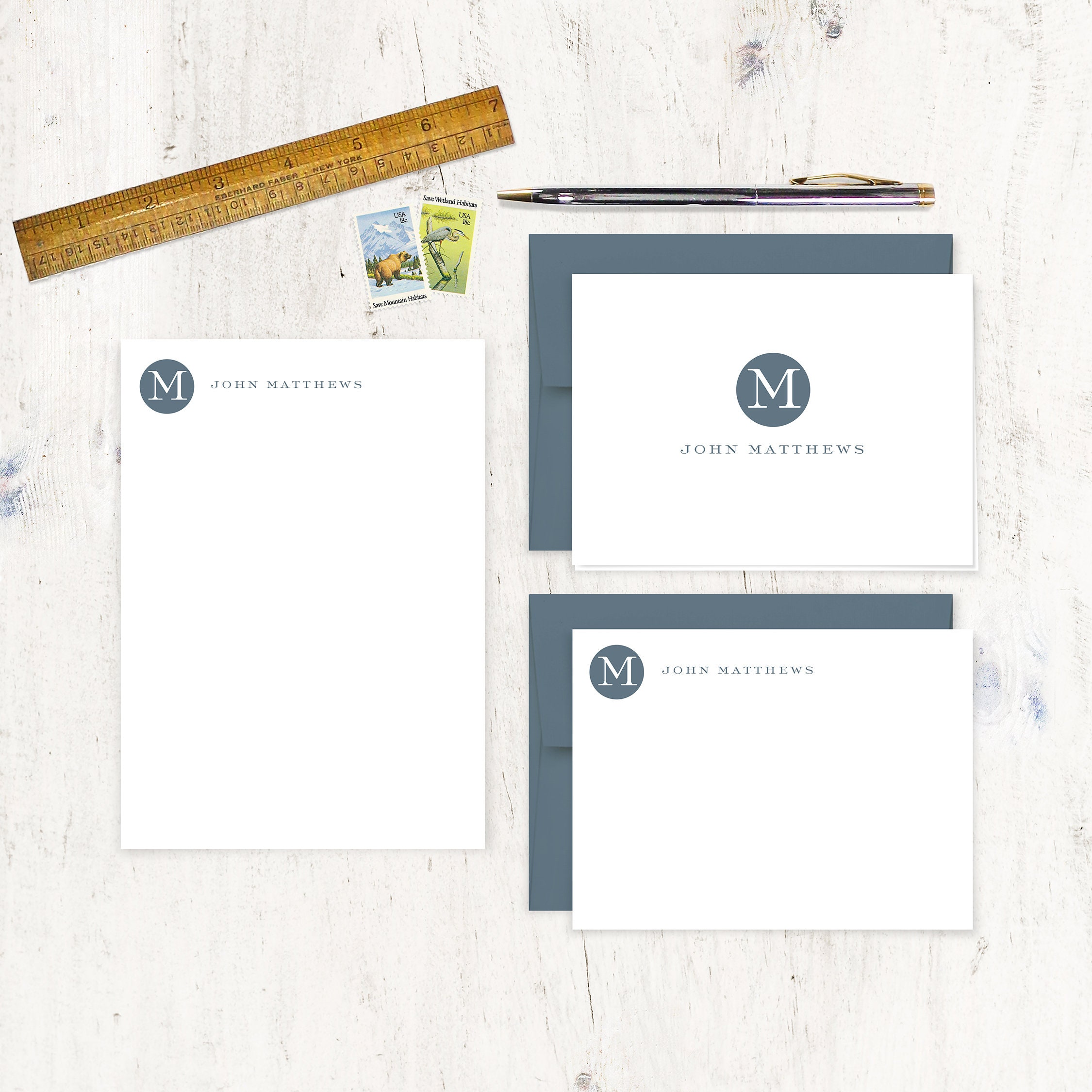 Complete Personalized Stationery Set - CIRCLE MONOGRAM - Personalized ...