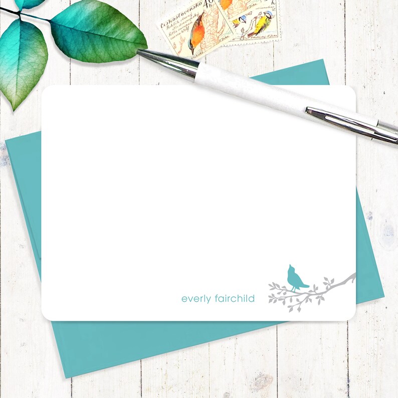 Complete personalized stationery set MODERN BIRD on BRANCH Etsy