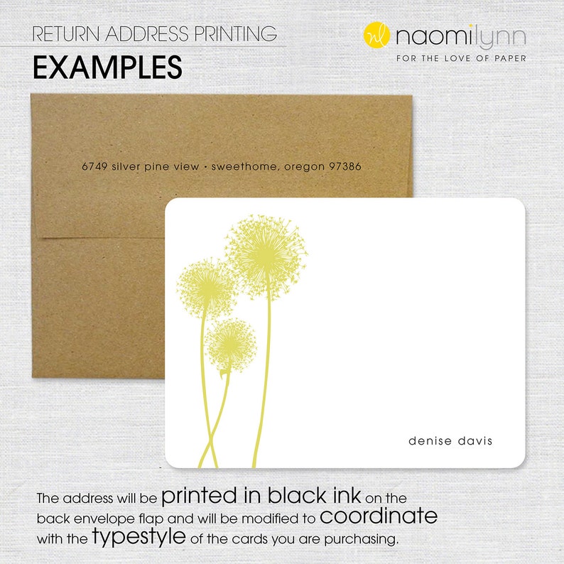 return address envelope printing for NOTE CARDS