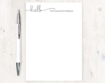 personalized notePAD - HANDWRITING HELLO - stationery - stationary - fun notes - letter writing paper - modern - hello pad - 50 sheet pad