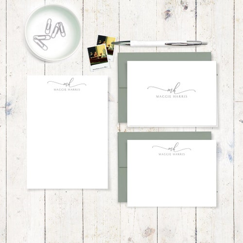 Personalized Stationery Set EXQUISITE SCRIPT MONOGRAM Etsy