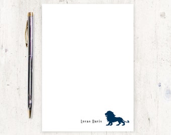 personalized notePAD - LION - stationary - masculine stationery - animal pad - notepad for boy - letter paper - silhouette - 50 sheet pad