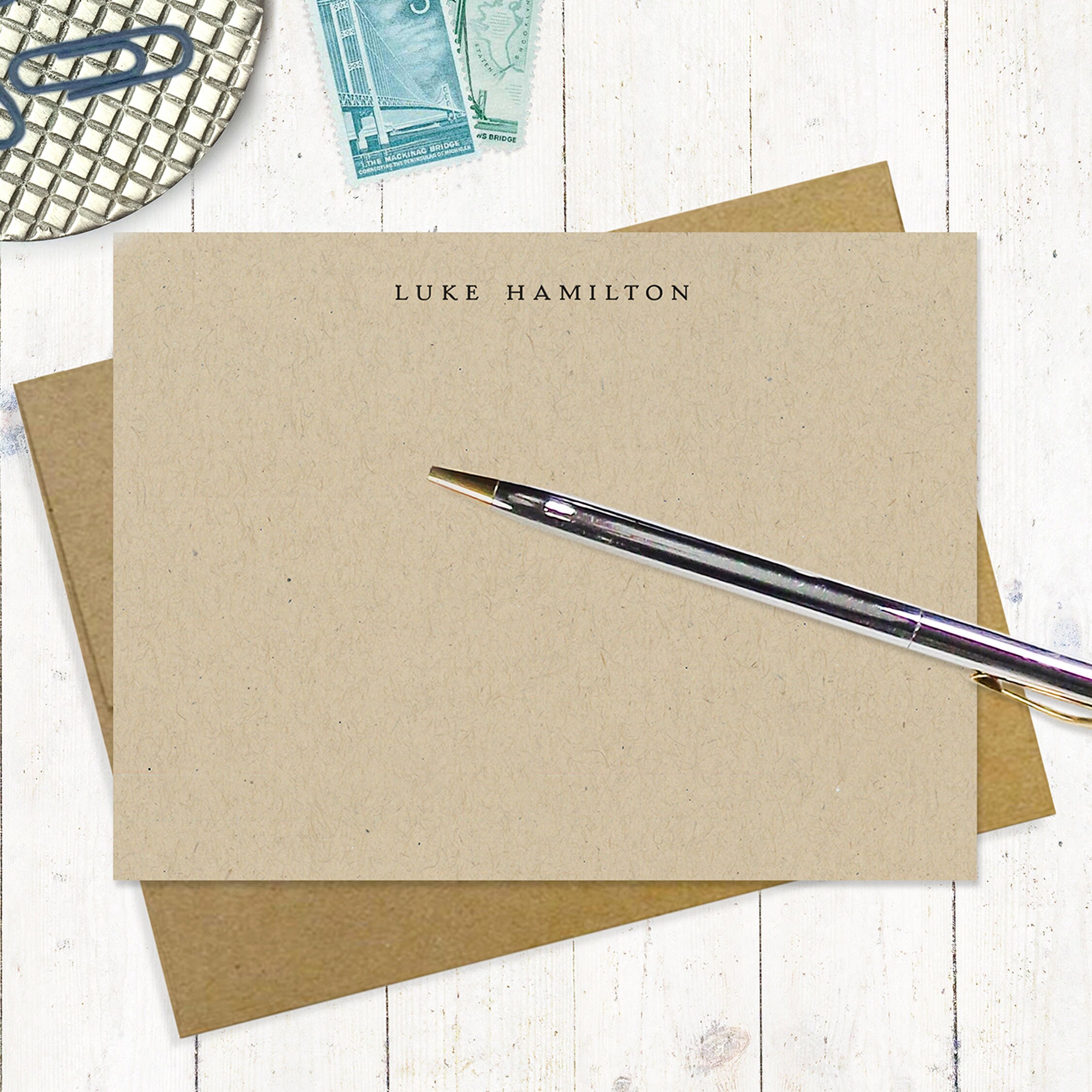 Personalized note card set PERFECTLY SIMPLE on KRAFT set Etsy