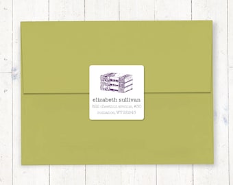 personalized return address LABEL - VINTAGE BOOKS - sticker - square label - custom labels - free shipping to U.S. - set of 48 labels