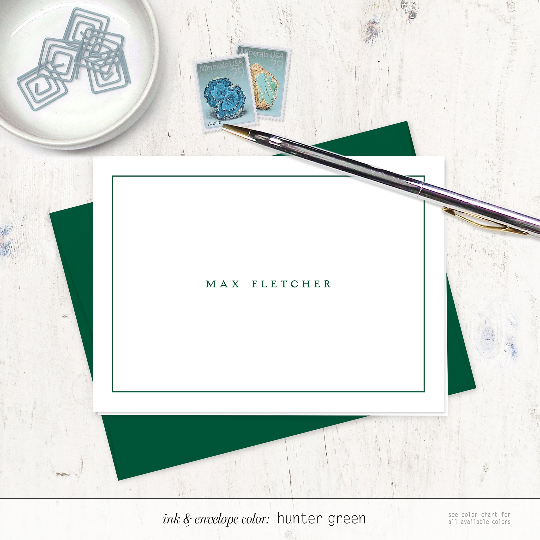 Personalized Stationery Set - PERFECTLY SIMPLE on WHITE - Modern ...