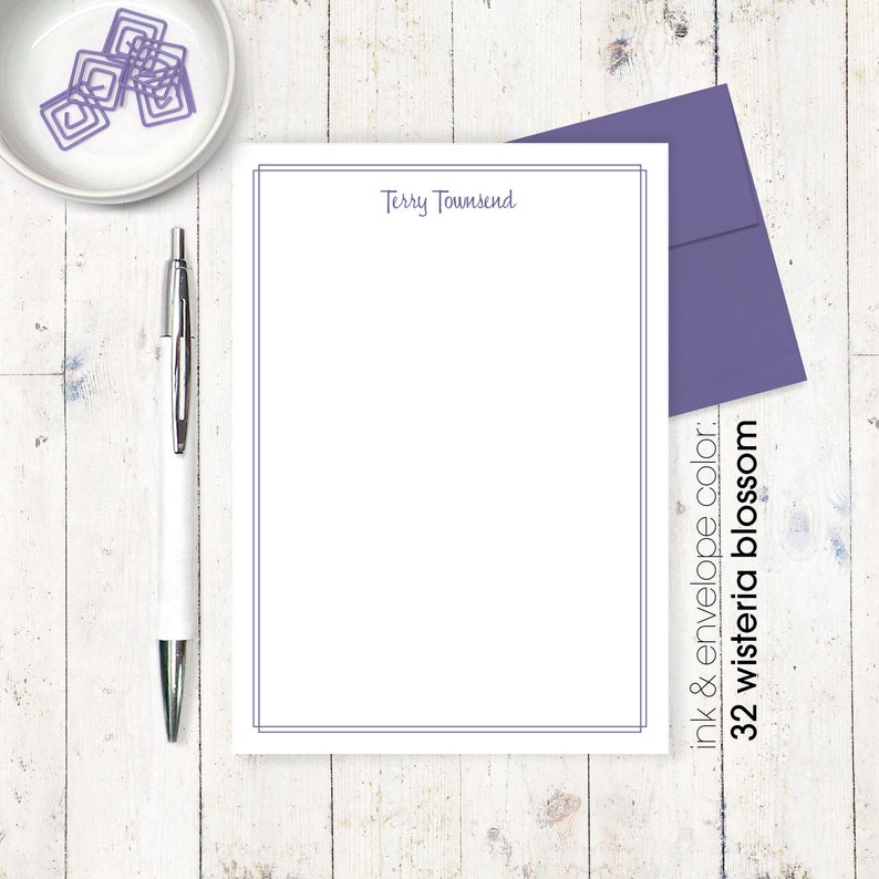 classy feminine stationery business stationary letter writing paper 50 sheet pad DOUBLE BORDER SCRIPT personalized notePAD