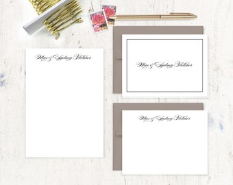 complete personalized stationery set - PERFECTLY BEAUTIFUL  - personalized stationary set - note cards - notepad - couples stationery