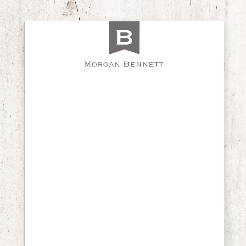 Personalized Notepad - BANNER MONOGRAM - Business Stationery Masculine ...