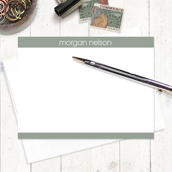 Personalized flat note cards stationery set MODERN Etsy