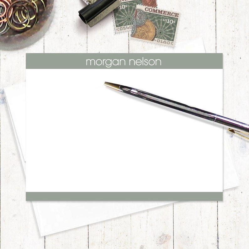 Personalized flat note cards stationery set MODERN Etsy