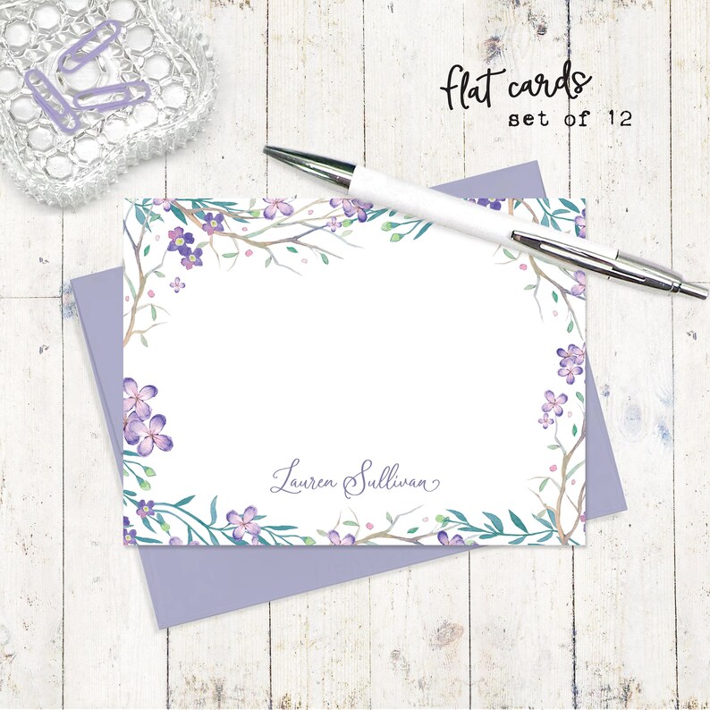 Complete Personalized Stationery Set PURPLE FLOWER FIELDS Etsy