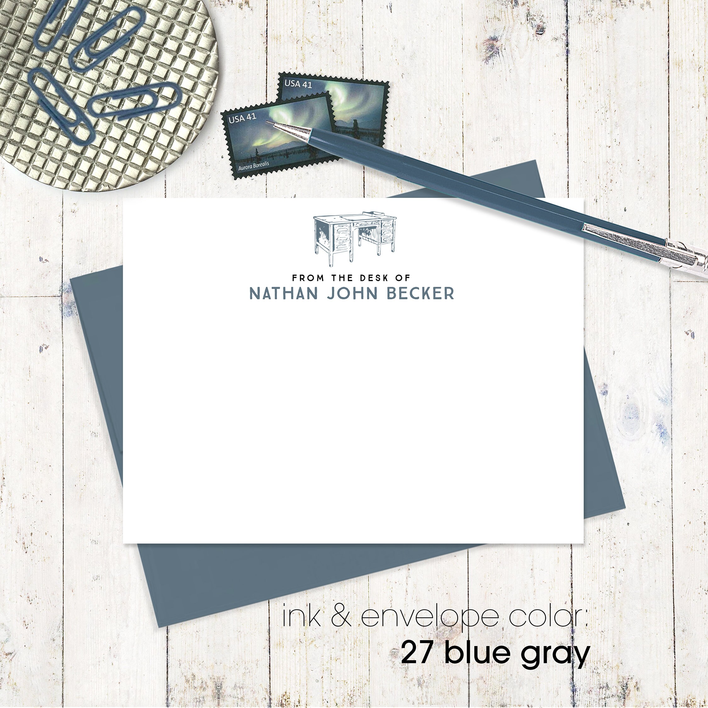 Personalized Note Card Set FROM the DESK of VINTAGE Set of Etsy