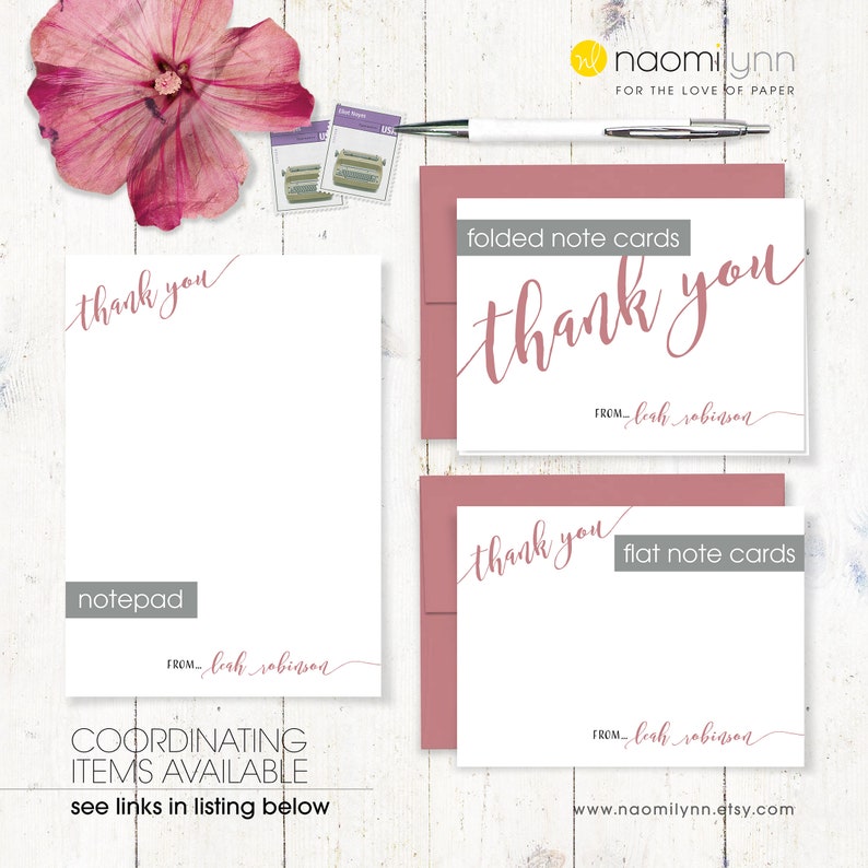 CALLIGRAPHY THANK YOU couples stationery stationary personalized notePAD letter writing paper