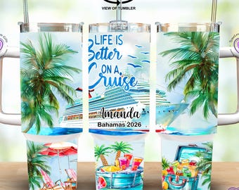 Personalized Cruise Tumbler Cup: Vacation Gifts, Girls Trip Mug, Bachelorette Party Favor