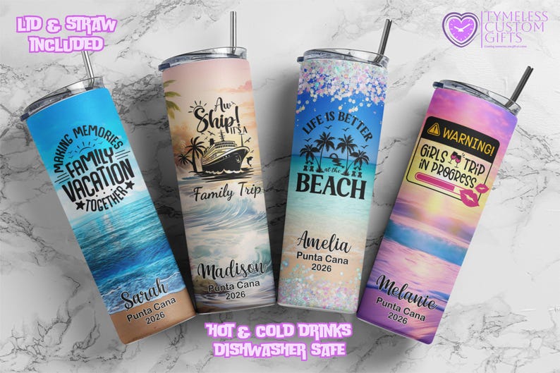 Personalized Cruise Vacation Name Tumbler Cup Customized Drinking Cups Graduation Birthday Gift Girls Trip Vacation Bachelorette Party Favor image 4