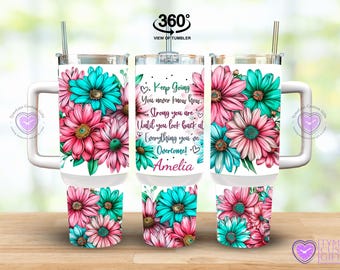 Personalized 40oz Sunflower Tumbler: Custom Floral Daisy Mug, Honeybee Butterfly Gift Baby Cow Bottle