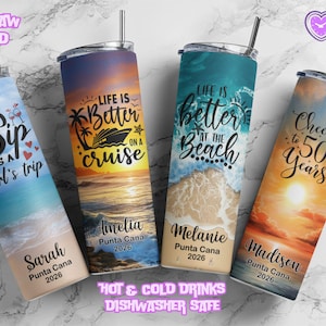 Personalized Cruise Vacation Name Tumbler Cup Customized Drinking Cups Graduation Birthday Gift Girls Trip Vacation Bachelorette Party Favor image 3