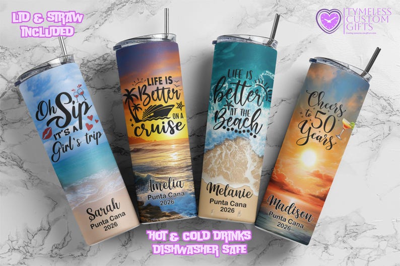 Personalized Cruise Vacation Name Tumbler Cup Customized Drinking Cups Graduation Birthday Gift Girls Trip Vacation Bachelorette Party Favor image 3