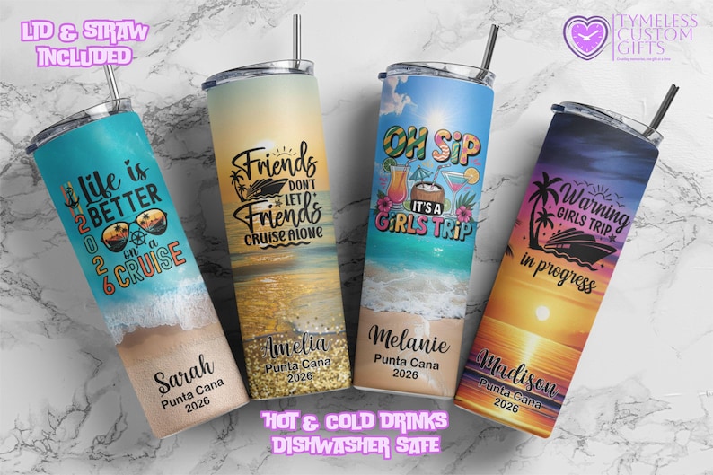 Personalized Cruise Vacation Name Tumbler Cup Customized Drinking Cups Graduation Birthday Gift Girls Trip Vacation Bachelorette Party Favor image 5