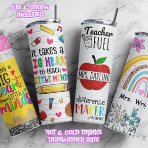 Teacher Tumbler Personalized Custom Teacher Name Cup Travel Mug Day Care Teacher Appreciation Gifts Elementary Teacher Skinny Tumbler Gifts
