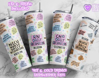 Personalized Nurse Daily Affirmations Tumbler, Custom Name Travel Mug