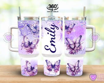 Personalized 40oz Sunflower Tumbler: Custom Floral Daisy Mug, Honeybee Butterfly Gift Baby Cow Bottle