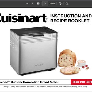 Digital PDF Cuisinart CBK-210 Manual & Recipe Booklet Compact Automatic Bread Maker  PDF