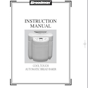 Digital PDF Breadman TR555LC Cool Touch Manual & Recipe Guide Automatic Bread Maker Model PDF