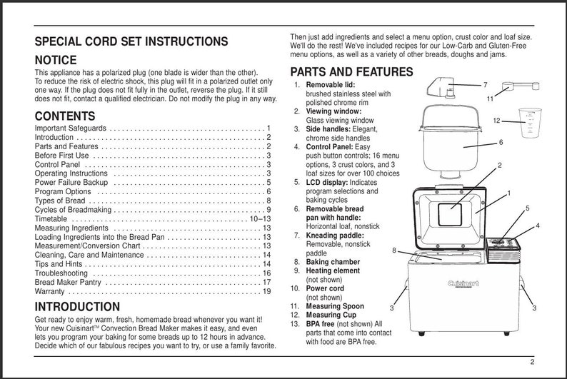 Digital Only PDF Cuisinart CBK-200 Manual &amp; Recipe Booklet Compact Automatic Bread Maker PDF - Etsy