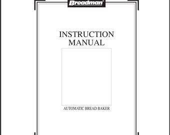 Digital Only PDF Breadman Model TR444 Manual and Recipes Automatic Bread Maker PDF
