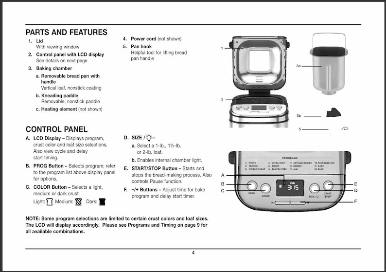 Digital Only PDF Cuisinart CBK-110 Manual &amp; Recipe Booklet Compact Automatic Bread Maker PDF - Etsy
